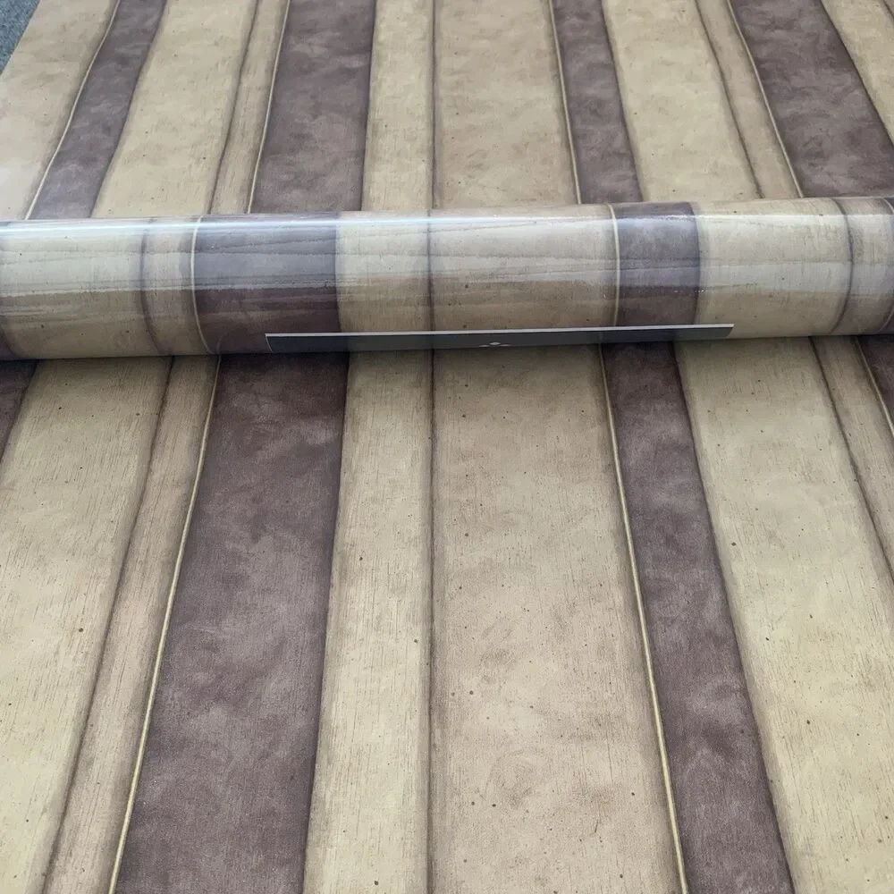 Vintage Chocolate Brown Stripes Wallpaper NOS Imperial Prepasted Vinyl 56 Sq Ft